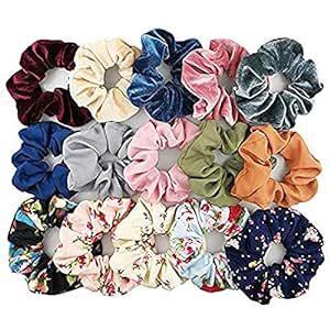 DKB® Printed Hair Scrunchies Hair Ponytail Holder in Satin Solid And ...