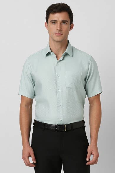 Buy Men Green Regular Fit Textured Half Sleeves Wedding Shirt Online ...
