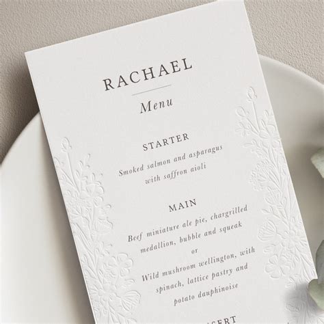 Wedding Menu Cards With Name, Letterpress and Digital Print. Menu Card ...