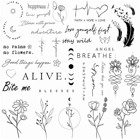 Buy Dopetattoo Realistic Temporary Tattoo 48 Designs Quote Word ...