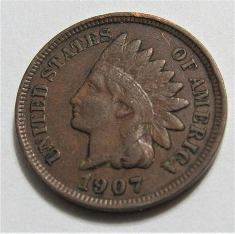 1907 Indian Head Cent -Full Liberty Readable on Headband-1 Diamond ...