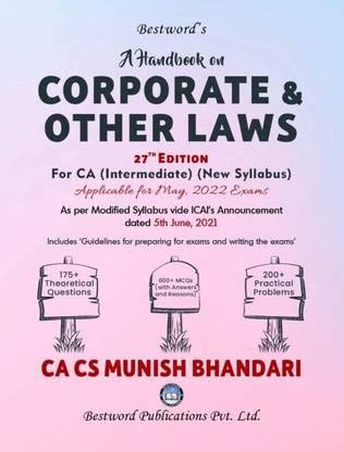 CA Inter A Handbook On Corporate And Other Laws New Syllabus By Munish ...