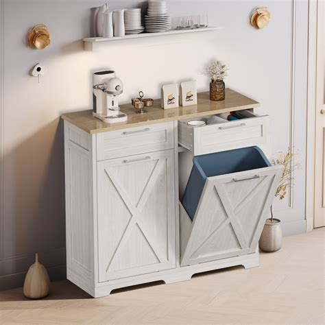 DWVO Kitchen Tilt Out Trash Can Cabinet, 10 Gallon Freestanding Trash ...