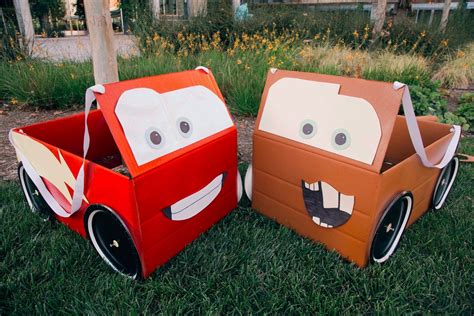 DIY Lightning McQueen & Mater Box Car Costumes | Cars halloween costume ...