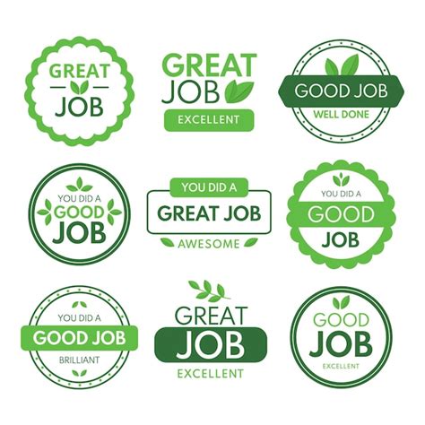 Collection of great job and good job stickers | Free Vector
