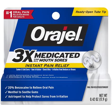 Orajel 3X Medicated For All Mouth Sores Gel .42 OZ - Walmart.com ...