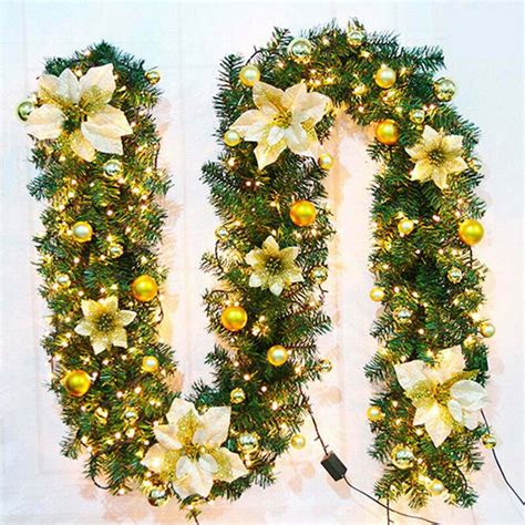 Pre-Lit Artificial Christmas Garlands with Lights, 9Ft Christmas ...