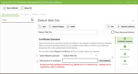 Obtaining a Server Certificate from Let's Encrypt Using Certify The Web ...