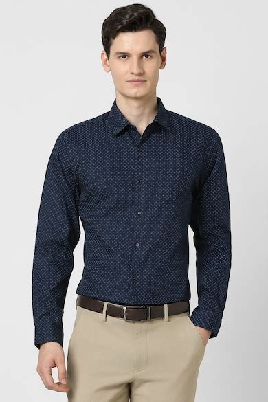 Buy Men Navy Slim Fit Full Sleeves Formal Shirt Online - 39894149 ...