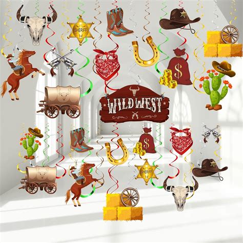 Amazon.com: Funrous 55 Pcs West Cowboy Themed Party Decoration Wild ...