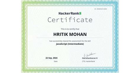 HackerRank JavaScript Intermediate Certificate 的图像结果