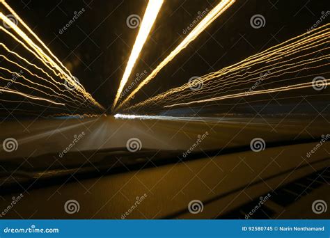 Street Lights in Speeding Car in Night Time, Light Motion with Slow ...