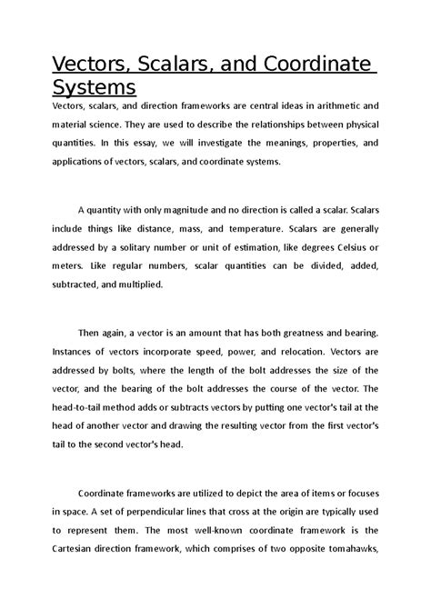 Vectors, Scalars, and Coordinate Systems - Vectors, Scalars, and ...