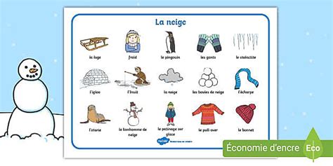 Ensemble de mots : La neige (teacher made) - Twinkl