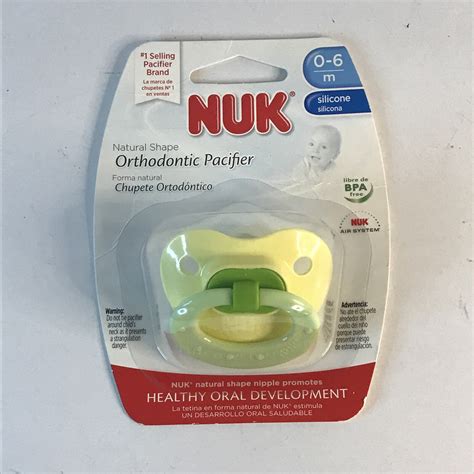 NUK Natural Shape Orthodontic Pacifier 0-6 Months BPA Free Yellow | eBay