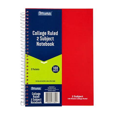 Buy Office Hub College Ruled 2 Subject Notebook, 9.5 in x 6 in ...