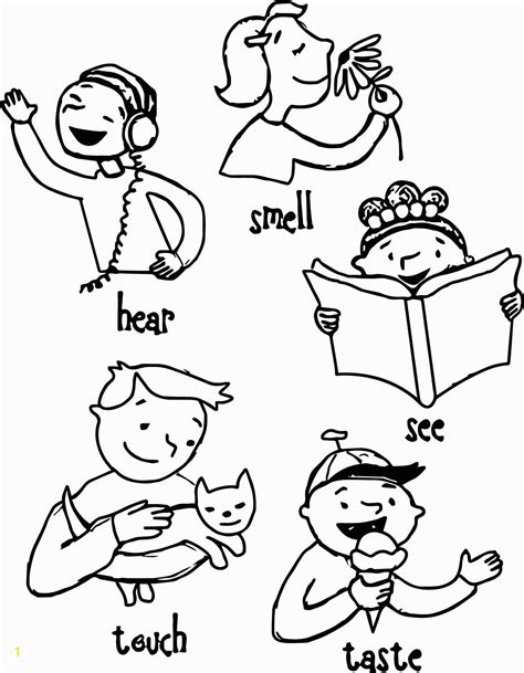 Printable Five Senses Coloring Pages For Preschool Senses Worksheets ...