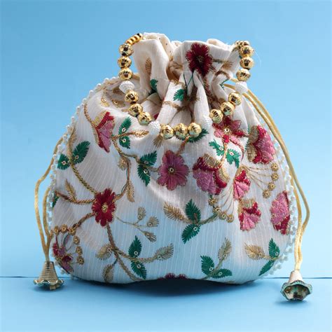 Grand Embroidered Beads Handle Potli Bags - Best Return Gift For All O
