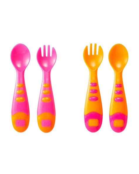 Buy Mothercare Easy Grip Spoon And Fork Set - 4 Pieces Pink Online at ...