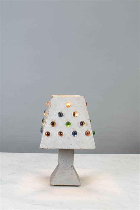 Small Silver Table Lamp w/Multicolor Marble Shade | Table Lamps ...