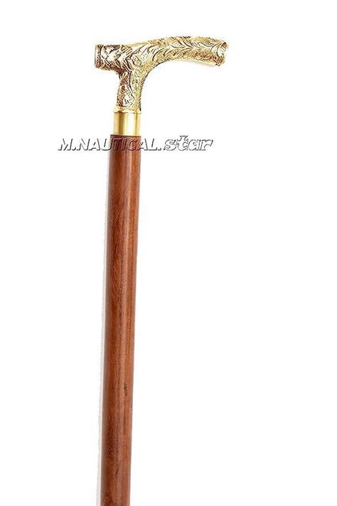 Buy Antique Brass Design Head Handle Vintage Style Wooden Walking Cane ...
