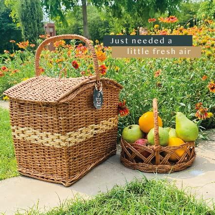 100% Natural and Handmade Portable Picnic Basket with Lid – Rustic Rituals