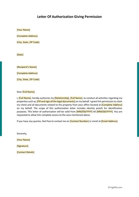 Consent Authorization Letters Sample Legal Authorization Letter Forms