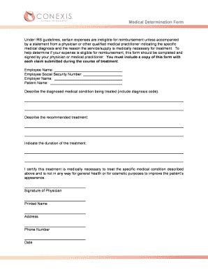 Fillable Online Conexis medical determination form.pdf Fax Email Print ...