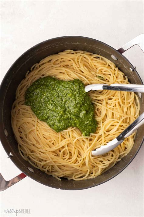 Simple Pesto Pasta recipe - The Recipe Rebel - ratio of jarred pesto to pasta