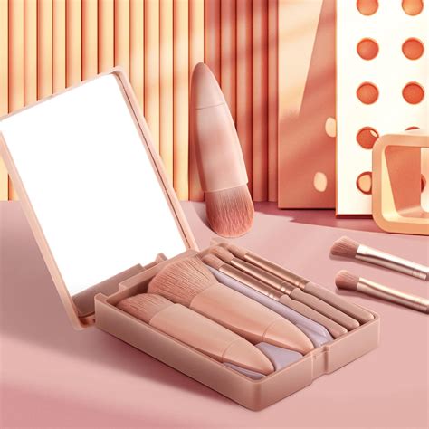 CEUTA Travel Makeup Brushes Set Professional with Mirror,5Pcs Portable ...