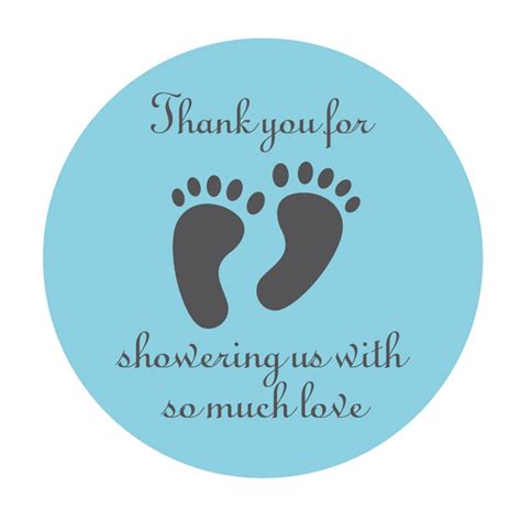 Blue Little Feet Baby Shower Stickers, 2 Inch Thank You for Showing Us ...
