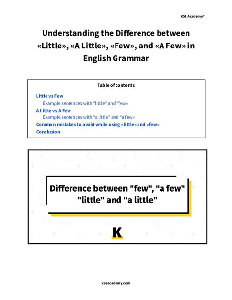 Difference between FEW vs LITTLE and A FEW vs A LITTLE