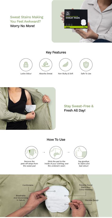 Pee Safe Disposable Underarm Sweat Pads | Straight | Pack of 14