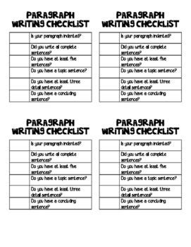 Image result for Paragraph Writing Checklist