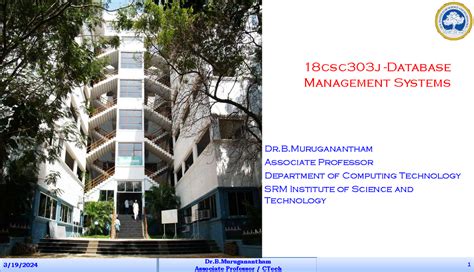 18CSC303J DBMS UNIT III - 18 csc 303 j - Database Management Systems Dr ...