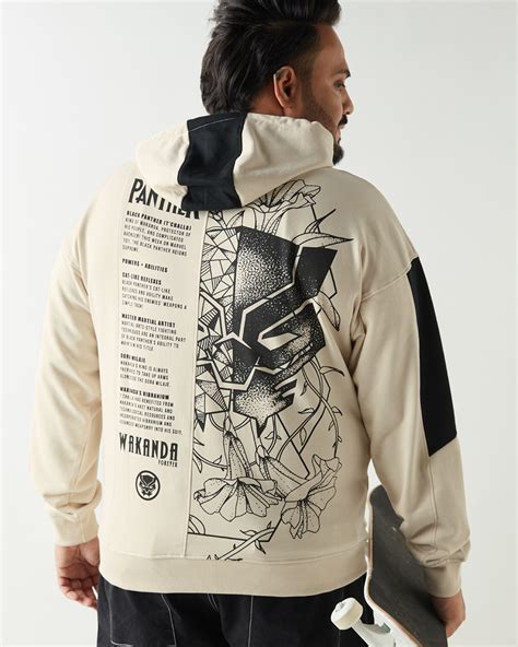 Buy Men's Beige & Black Graphic Printed Oversized Plus Size Hoodies ...