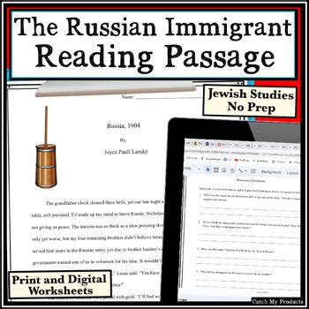 Middle School Reading Comprehension Passage Russian Immigration | TPT