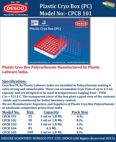 Plastic Cryo Box Polycarbonate - Manufacturers, Vendors & Exporter India