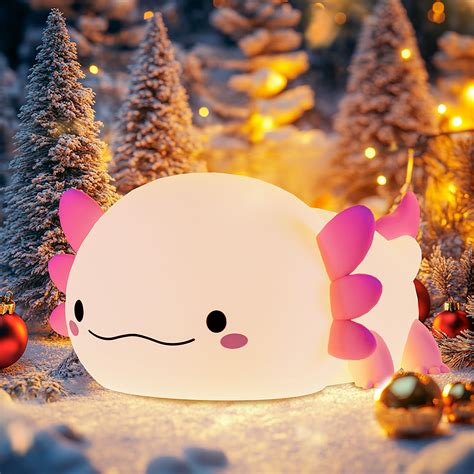 MUMUQ Axolotl Night Light, LED Cute Silicone Nursery Axolotl Nightlight ...