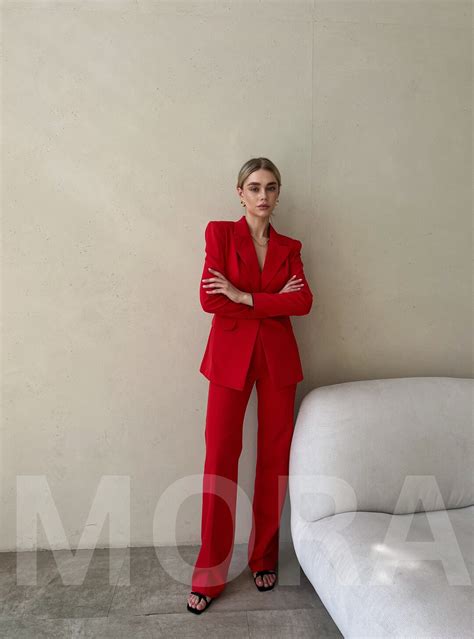 Red Formal Pantsuit for TALL Women, Red Pants Suit for Office, Business ...