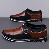 Men's Crocodile Pattern Faux Leather Slip-On Loafers - Stylish Casual ...