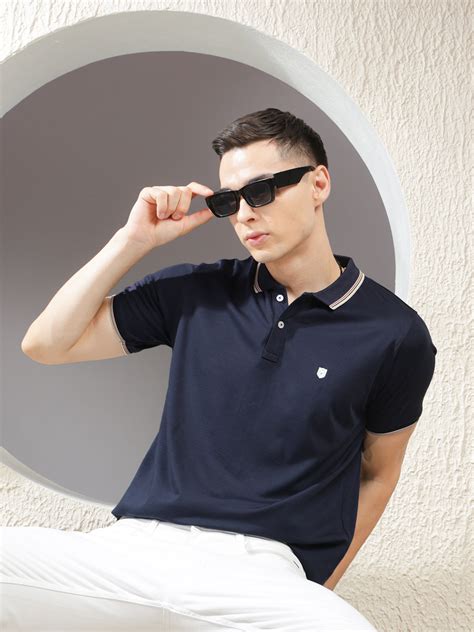 COBB SOLID NAVY BLUE POLO NECK T-SHIRT – Cobbitalyofficial