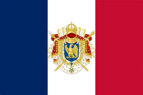 The flag of the First French Empire with the Imperial Coat of arms : r ...