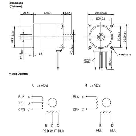 Probots PB28HS32-0674 NEMA11 Stepper Motor With 300MM Cable,Round Shaft ...