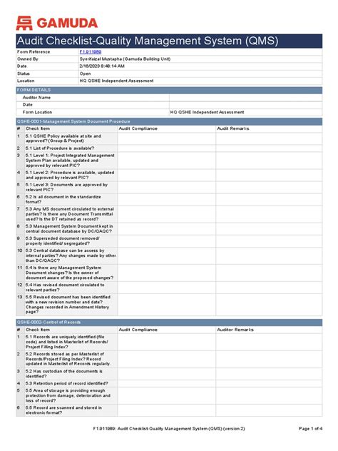 Image result for Quality Management System Process Paperwork Checklist