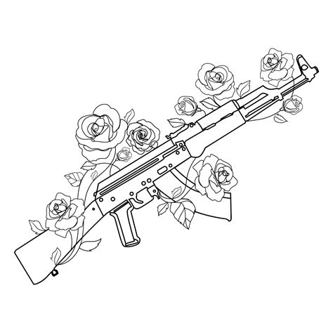 Anti Terrorism Day concept.AK 47 Kalashnikov assault rifle with flowers roses growing from it ...