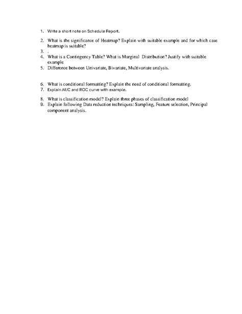 BI Question Bank - xyz - 1. Write a short note on Schedule Report. 2 ...