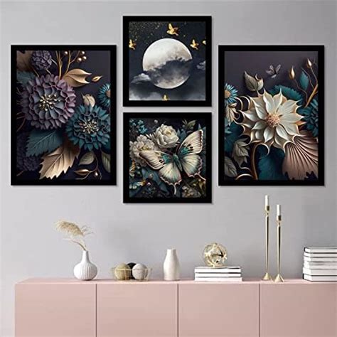 ARTELLY Set of 4 Framed Wall Paintings - Modern Art Decor for Living ...