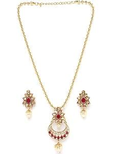 Sukkhi Eye-Catching Red Stone Multistring Long Necklace Set And Earring ...