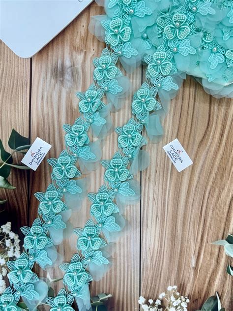 Beautiful Pearl Work Guipure Hanging Lace Sea Green 130226/270326 ...